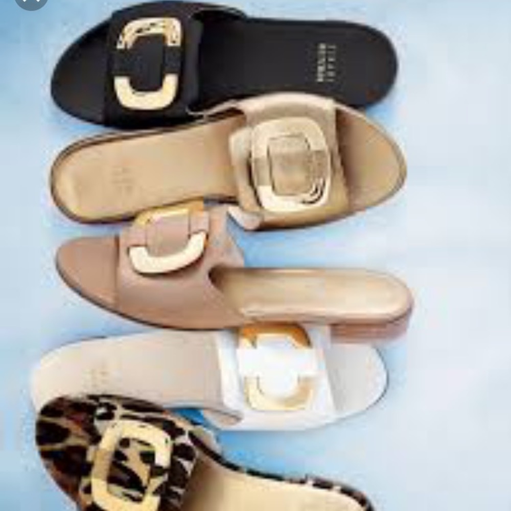 Stuart Weitzman Gold Slide Sandals